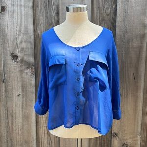 H&M sheer blue blouse size Large
